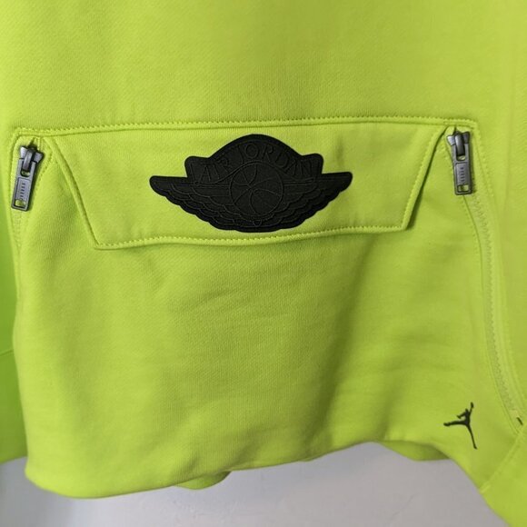 Nike Air Jordan Wings Pullover Hoodie Yellow Neon Sweatshirt Size XL - Picture 4 of 5